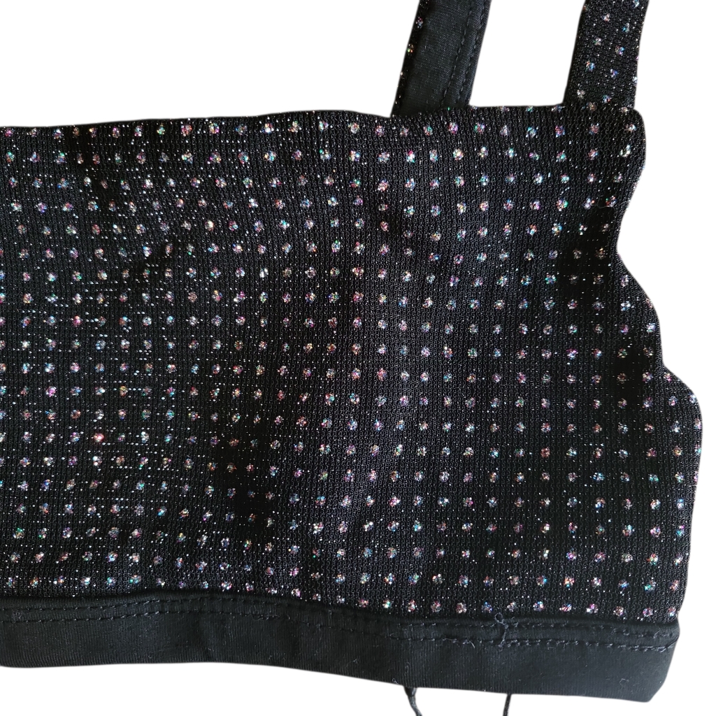 Luck & Trouble Nwt Black Square Neck Flashy Glitter Dance Bralette Juniors Sz 6 — image 4 of 7